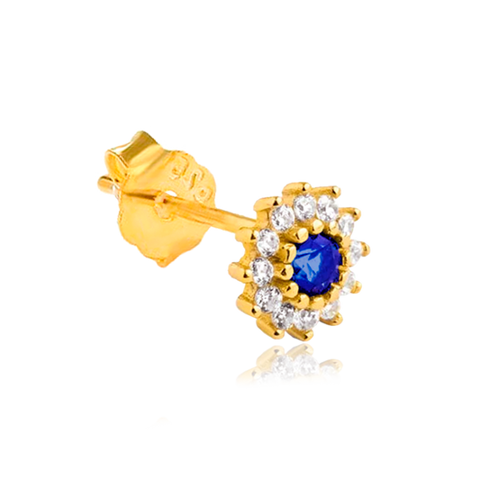 Pendiente Girasol Azul Oro