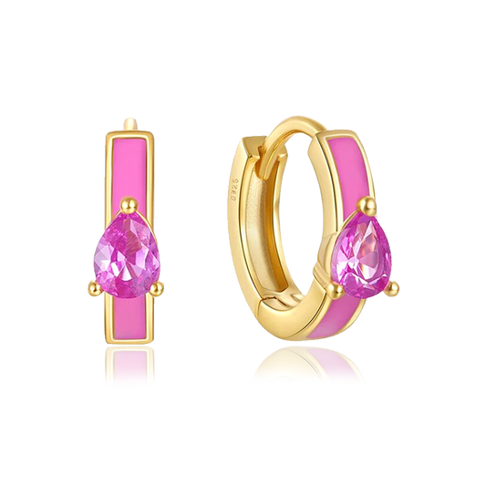 Aros Mini Gota Rosa Oro