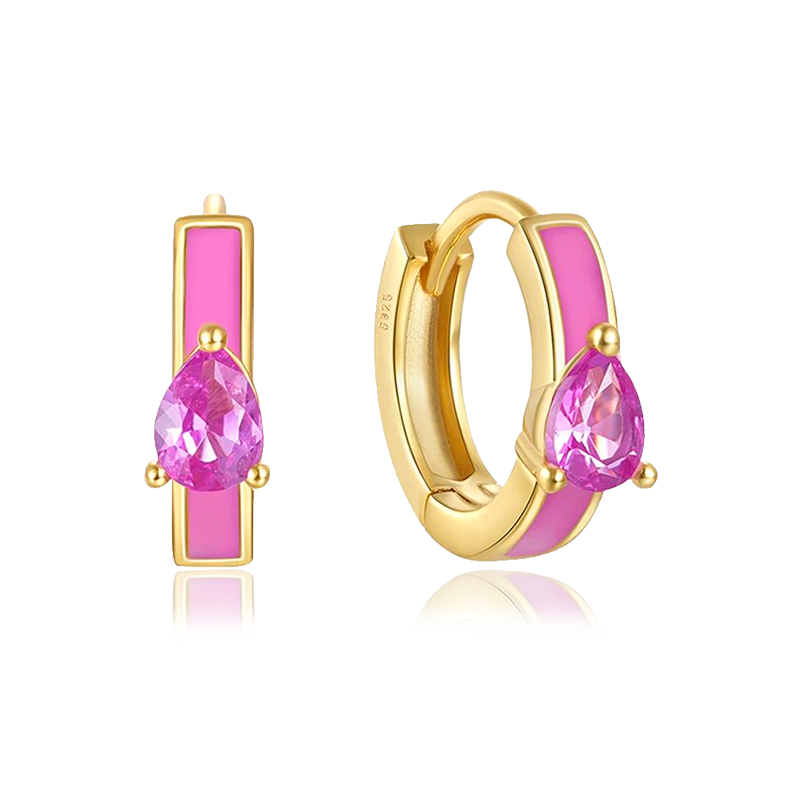 Aros Mini Gota Rosa Oro