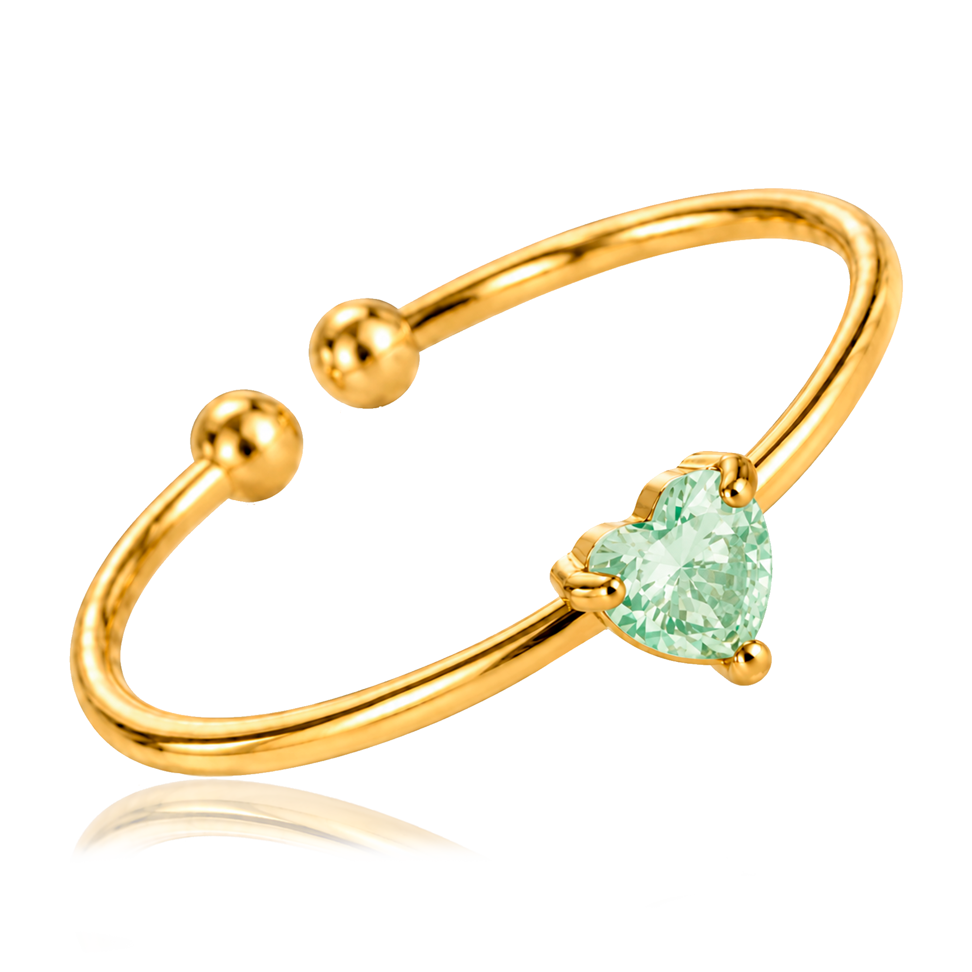 Anillo Mini Corazón Green Mint Oro