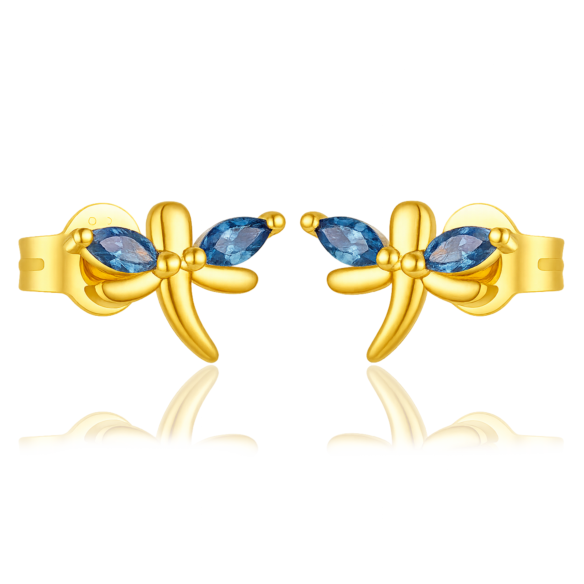 Pendientes Blue Libélula Oro