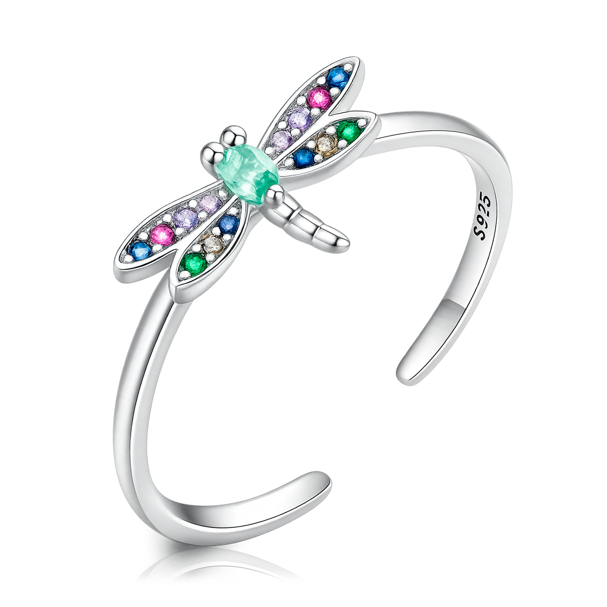 Anillo Colorful Libélula Plata