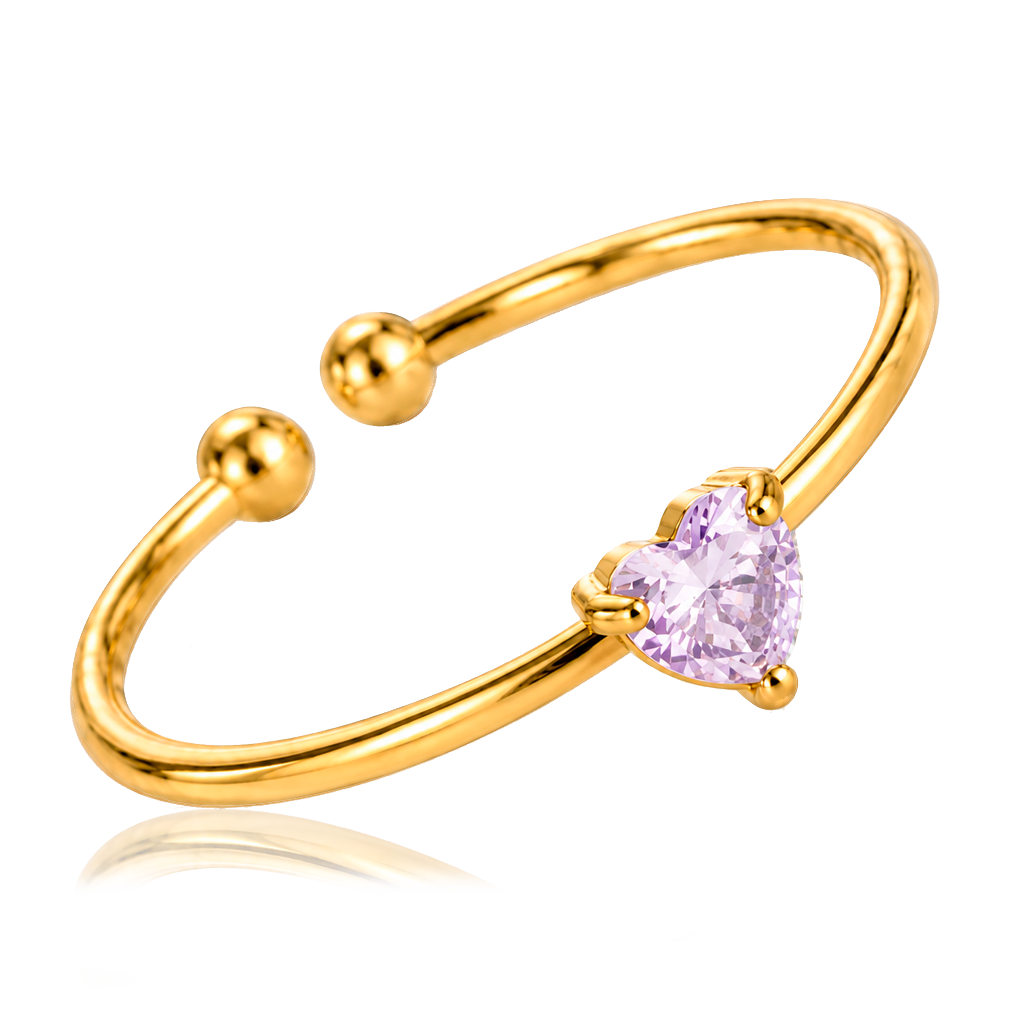 Anillo Mini Corazón Lila Pastel Oro