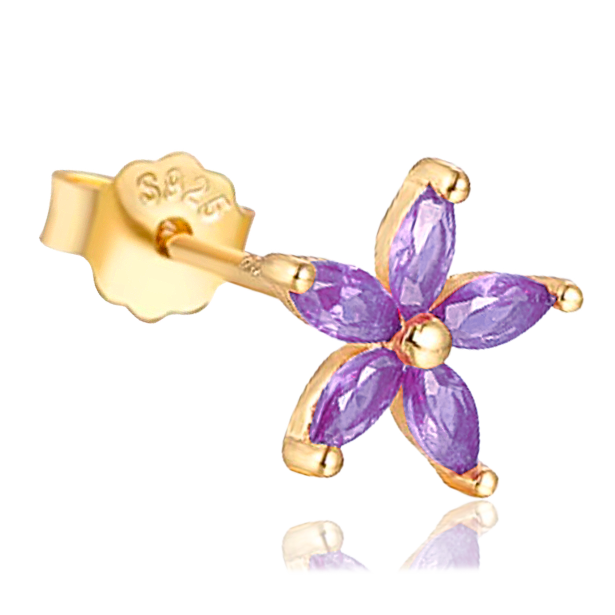 Pendiente Flor Lila Oro
