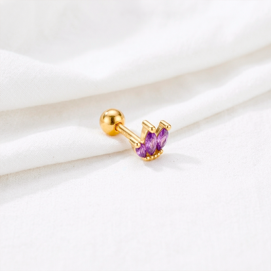 Pendiente Tulipán Lila Oro