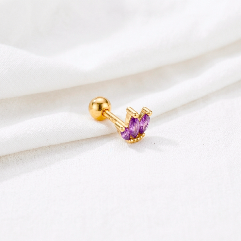 Pendiente Tulipán Lila Oro