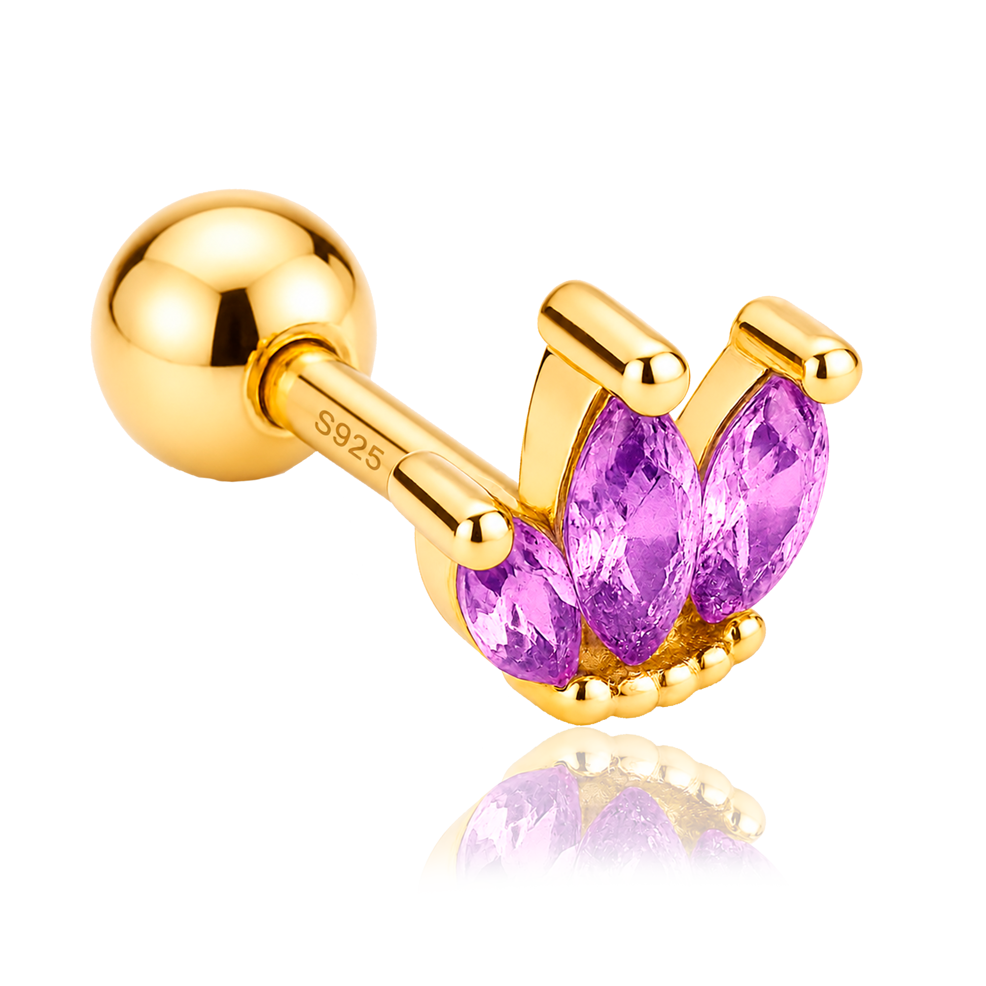 Pendiente Tulipán Lila Oro