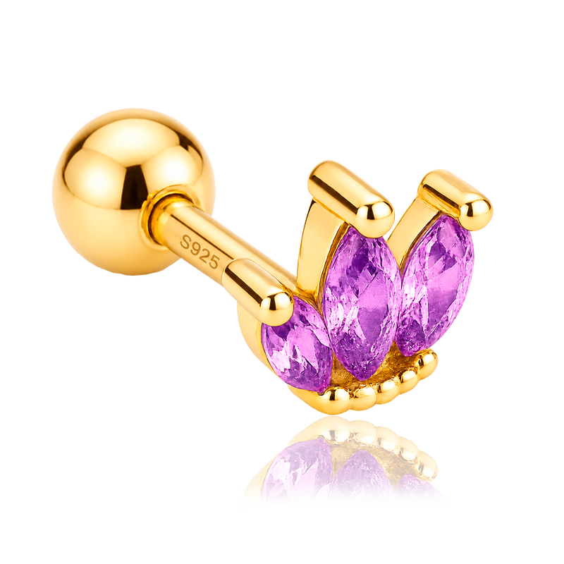 Pendiente Tulipán Lila Oro