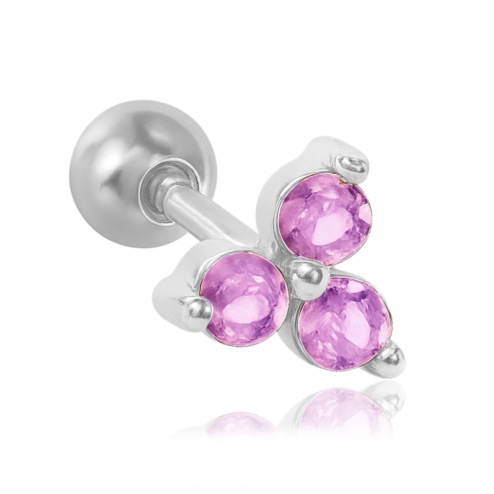 Pendiente Trébol Lila Plata