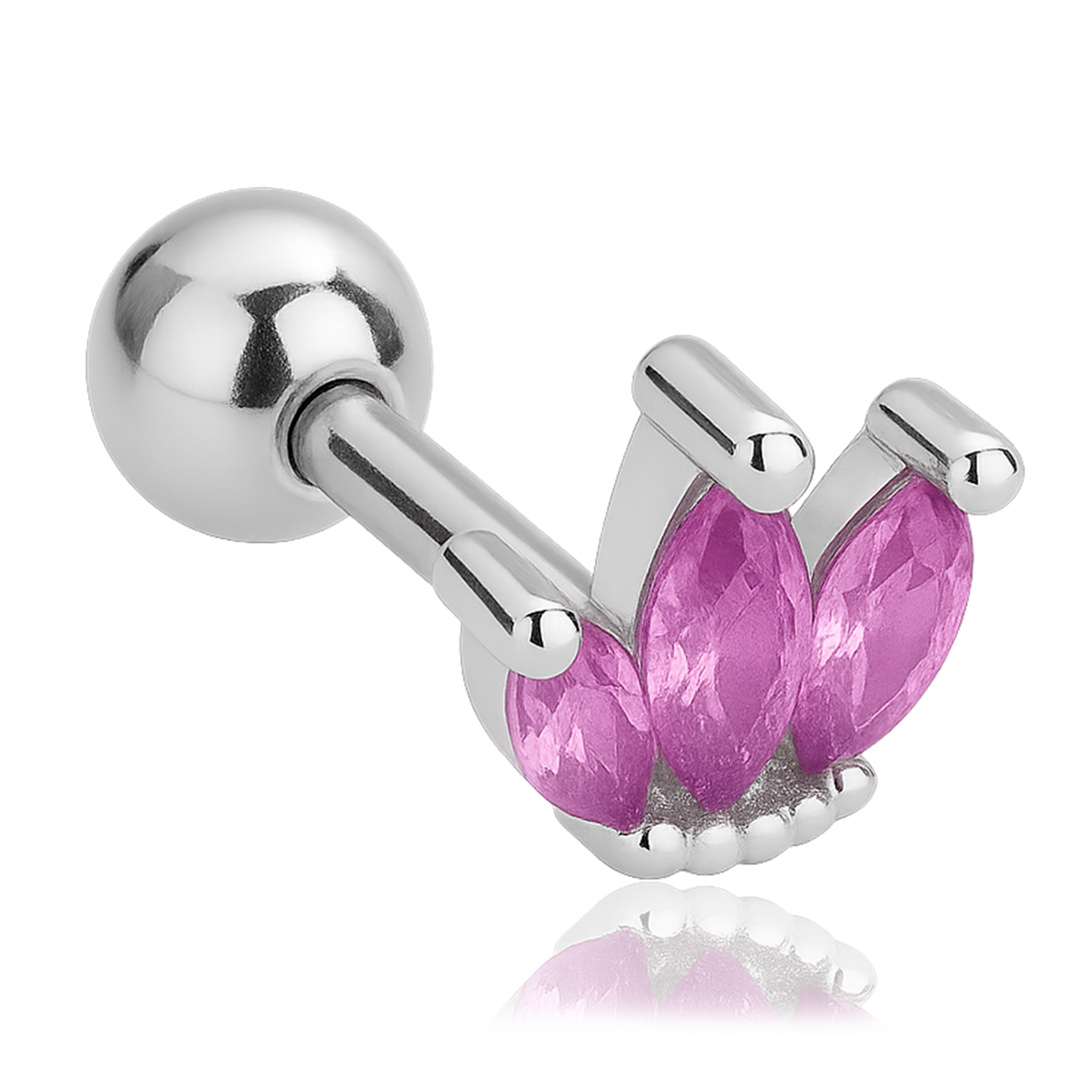 Pendiente Tulipán Lila Plata
