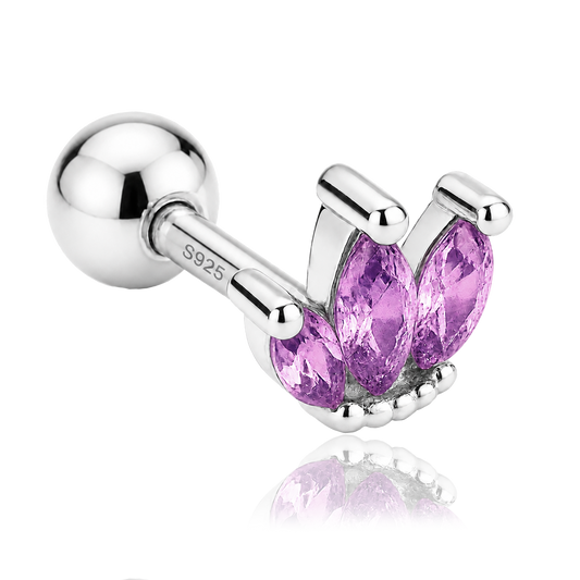 Orecchino Tulipano Lilla Argento