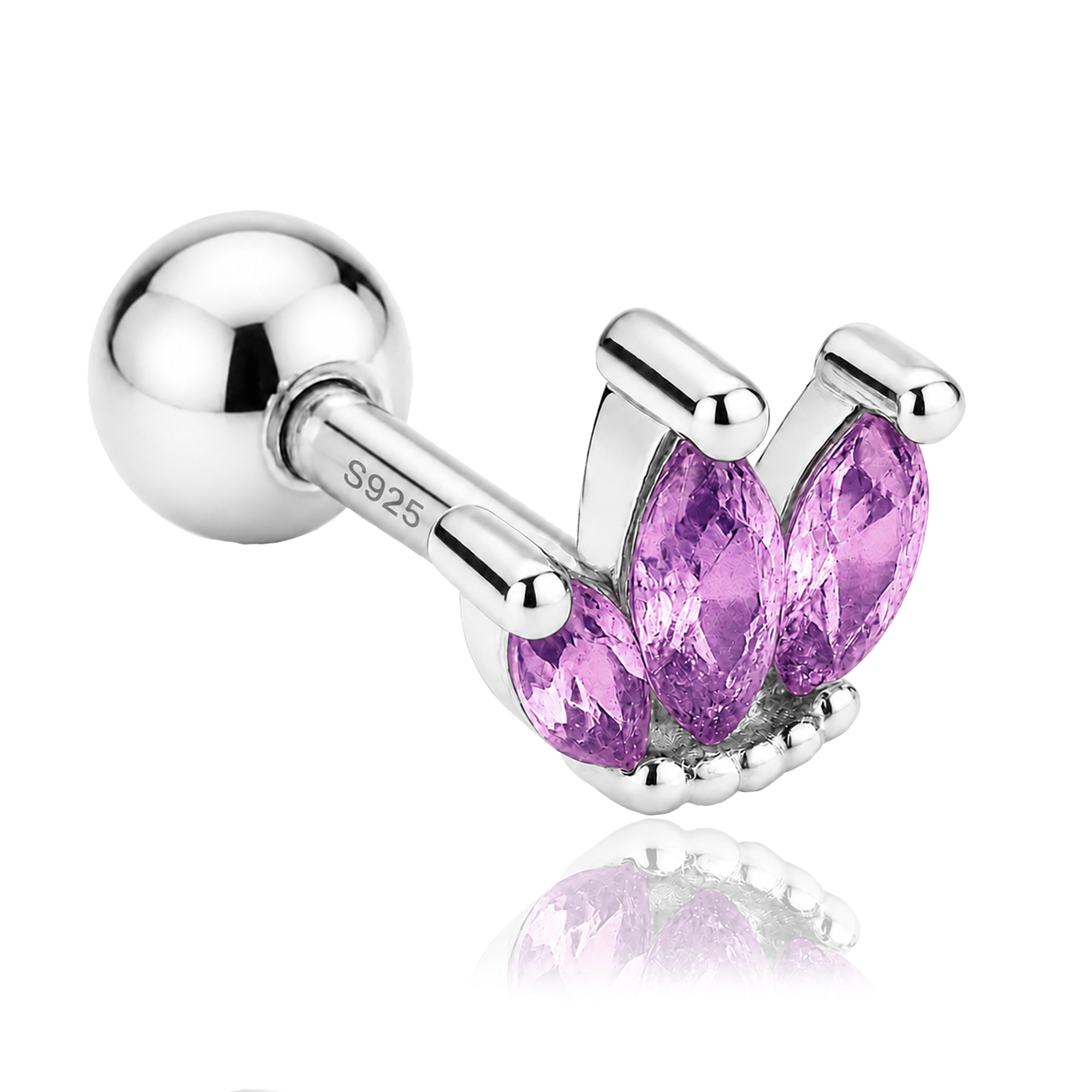Pendiente Tulipán Lila Plata