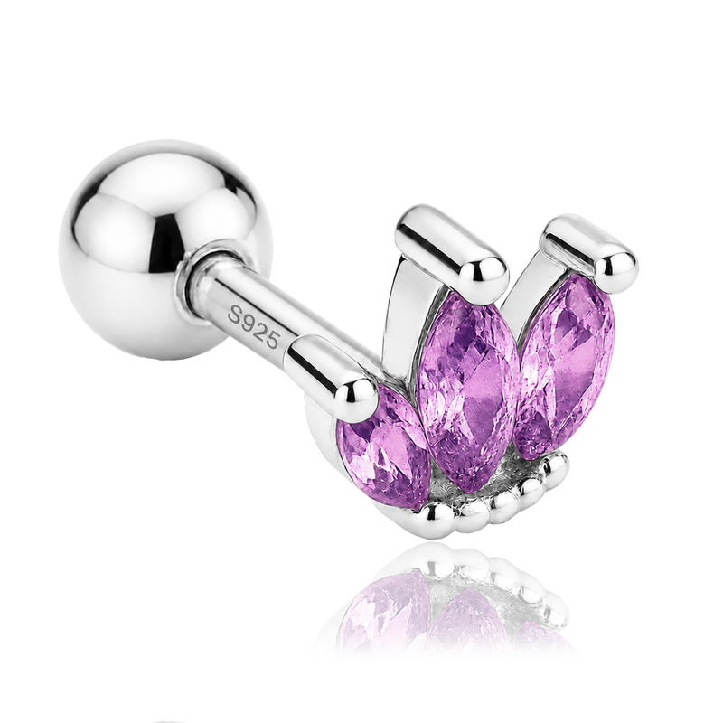 Pendiente Tulipán Lila Plata