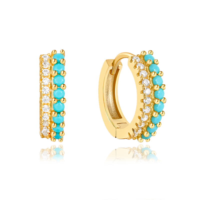 Aros Mava Turquesa Oro