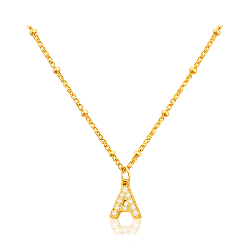 Collar Shiny Inicial Bolitas Oro