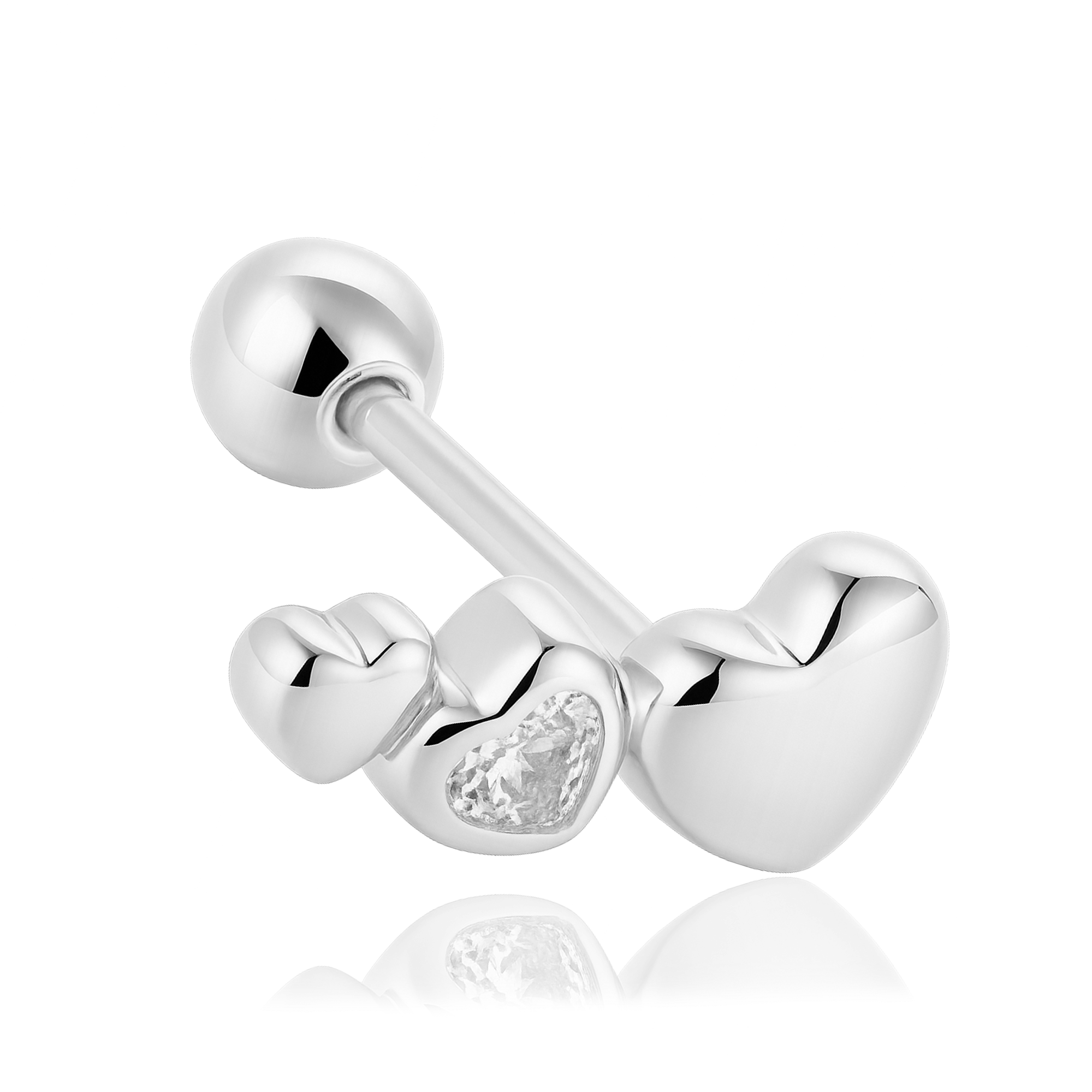 Pendiente Mini Corazones Plata