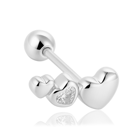 Pendiente Mini Corazones Plata