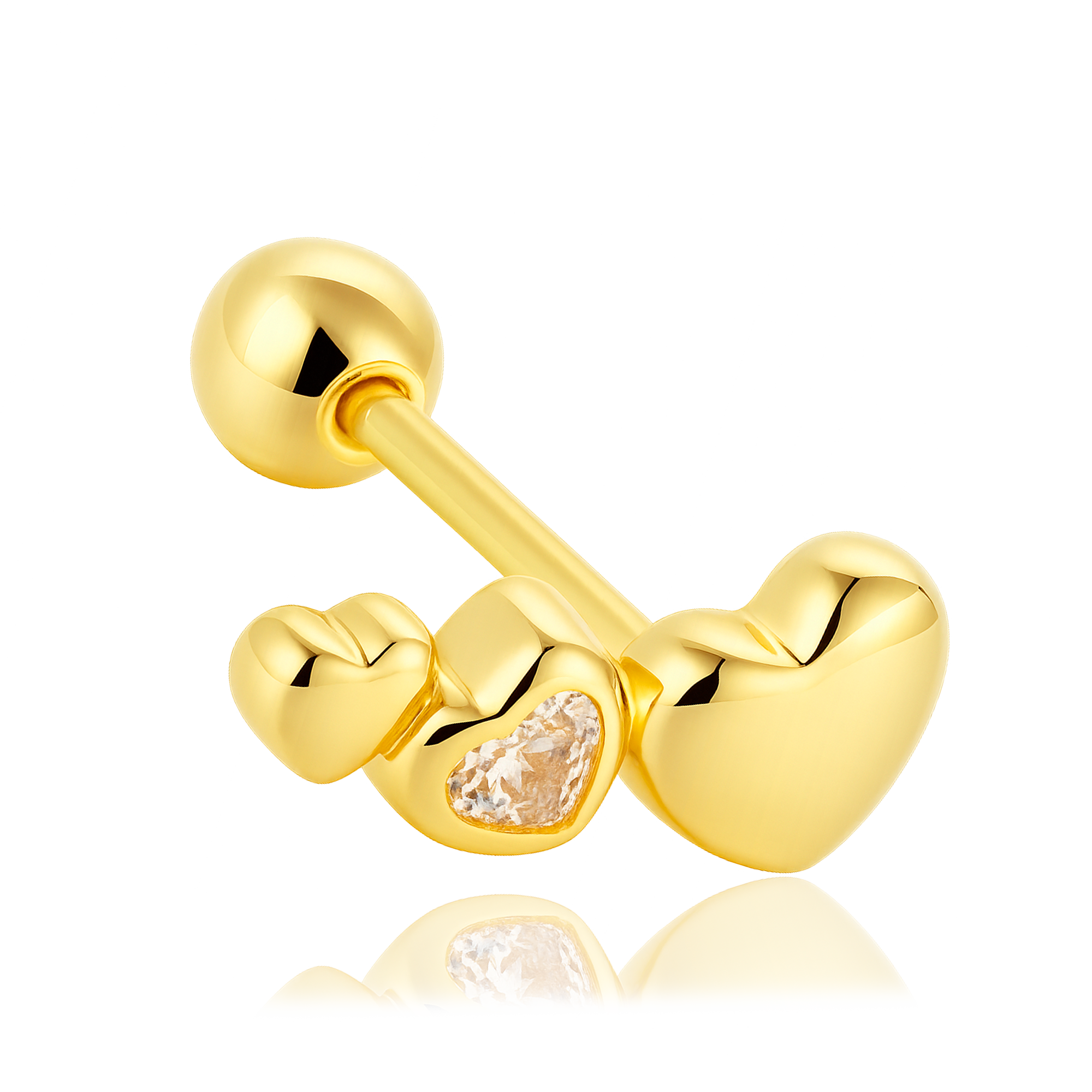 Pendiente Mini Corazones Oro