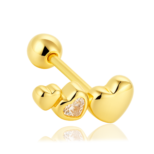 Pendiente Mini Corazones Oro