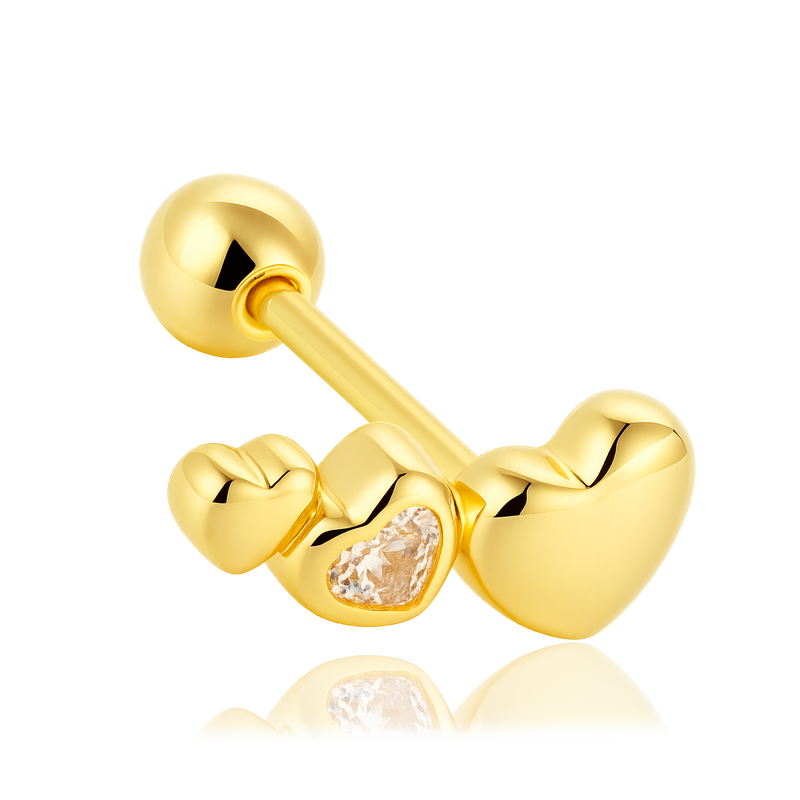 Pendiente Mini Corazones Oro