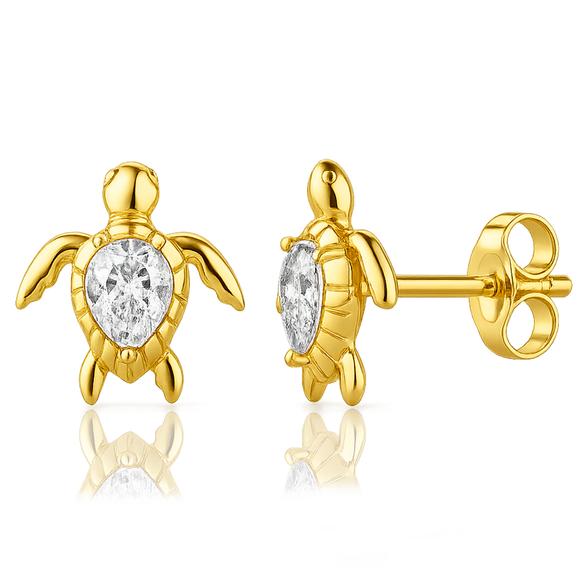 Pendientes Mini Shiny Sea Turtle Oro