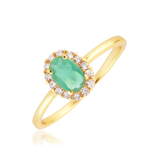 Anillo Oval Green Mint Oro