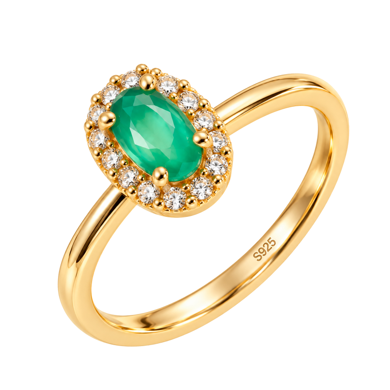 Anillo Oval Green Mint Oro