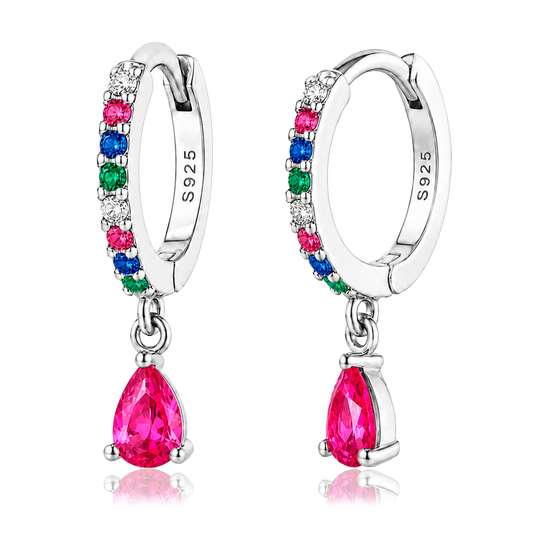 Ayla Colorful Silver Hoops