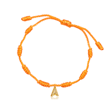 Pulsera 7 Nudos Naranja Inicial Brillante