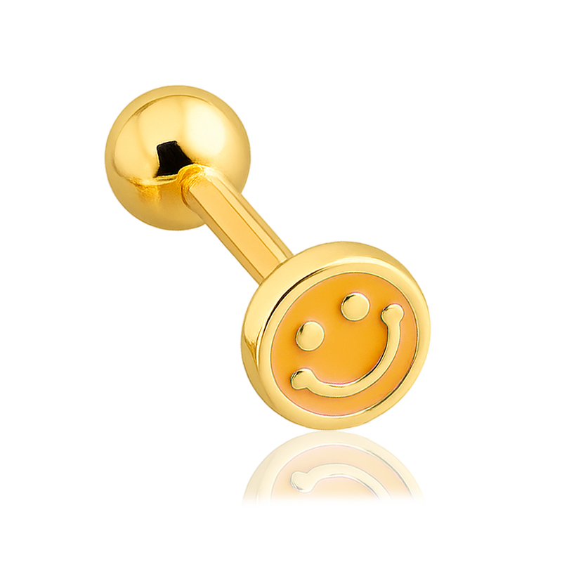 Orecchino Mini Smile Arancione Oro