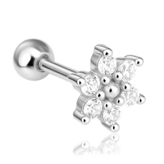 Pendiente Flor Pétalos Blancos Plata