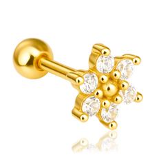 Pendiente Flor Pétalos Blancos Oro