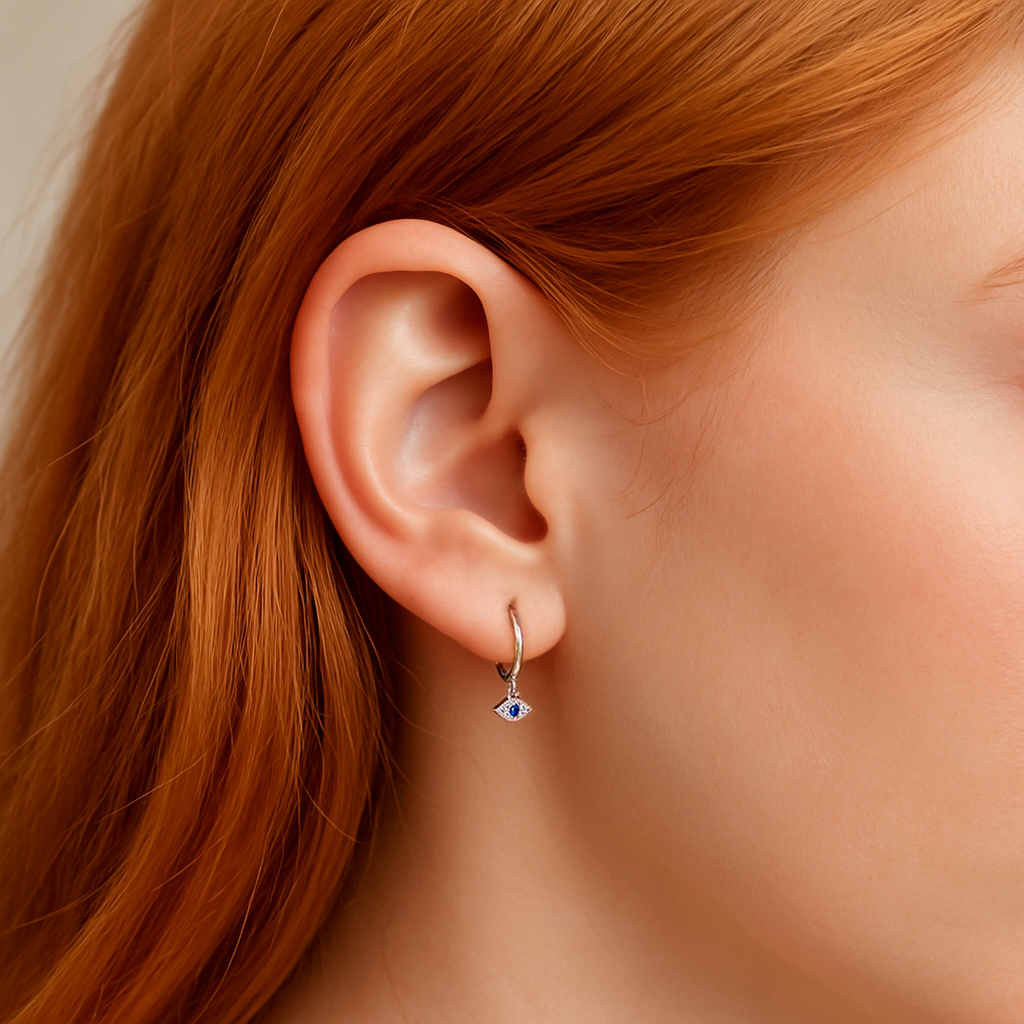 Aros Blue Eyesclum Plata