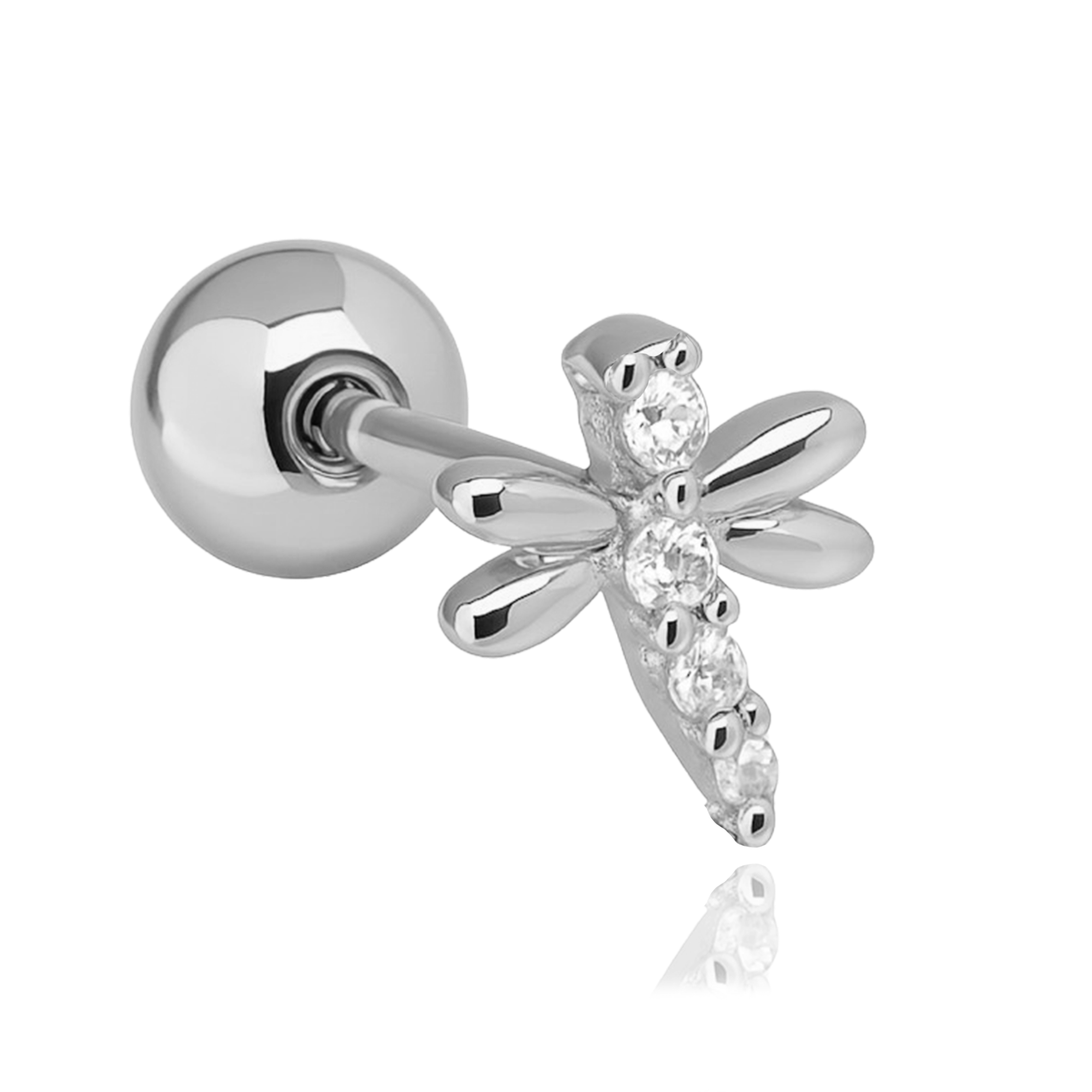 Pendiente Mini Shiny Libélula Plata