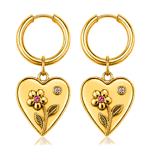 Aros Medium Basic Heart Bloom Oro