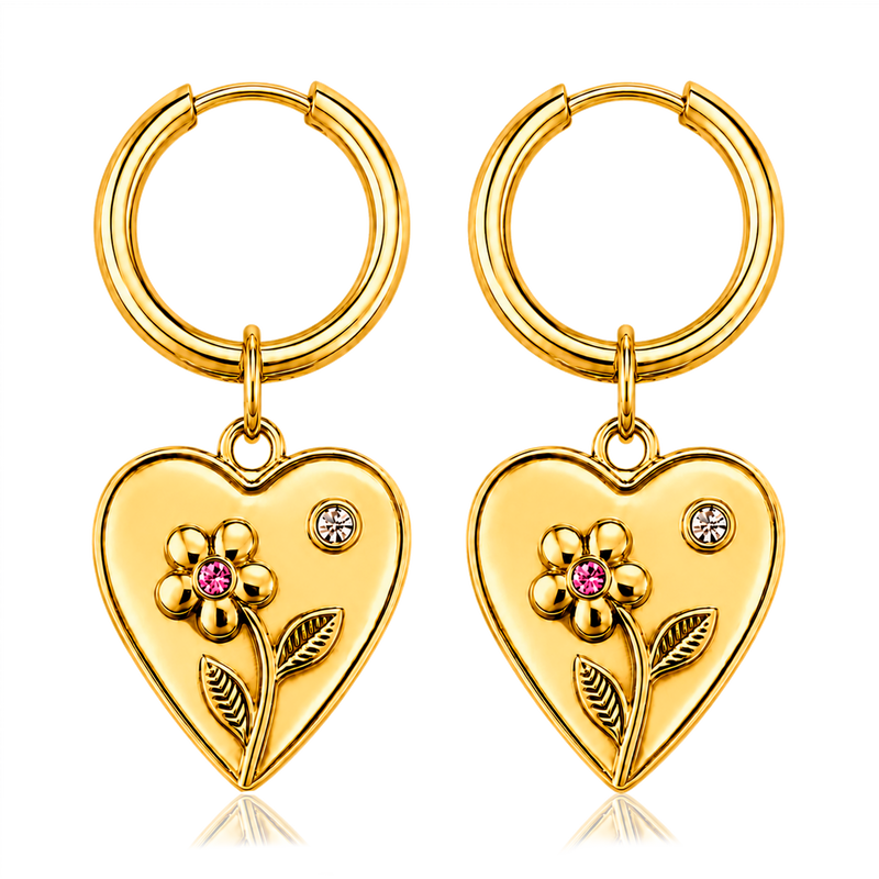 Aros Medium Basic Heart Bloom Oro