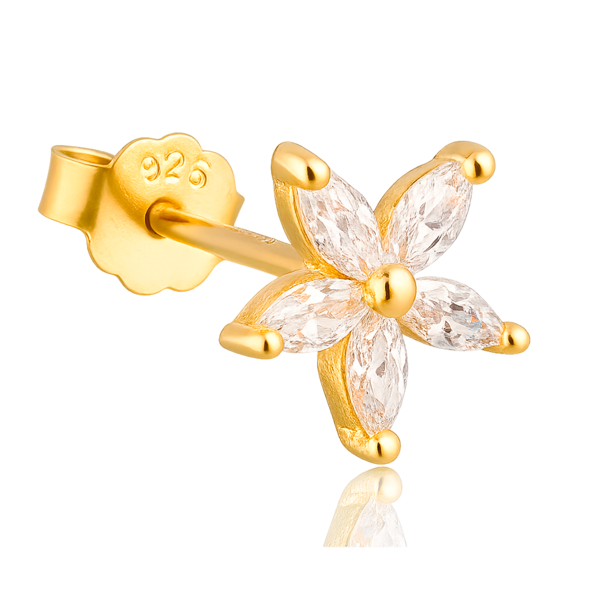 Pendiente Flor Blanca Oro