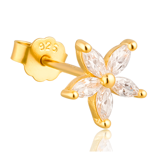 Pendiente Flor Blanca Oro