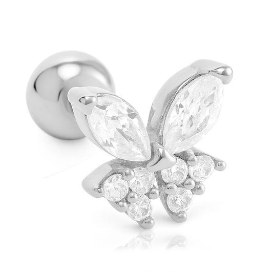 Pendiente Mariposa Blanco Plata