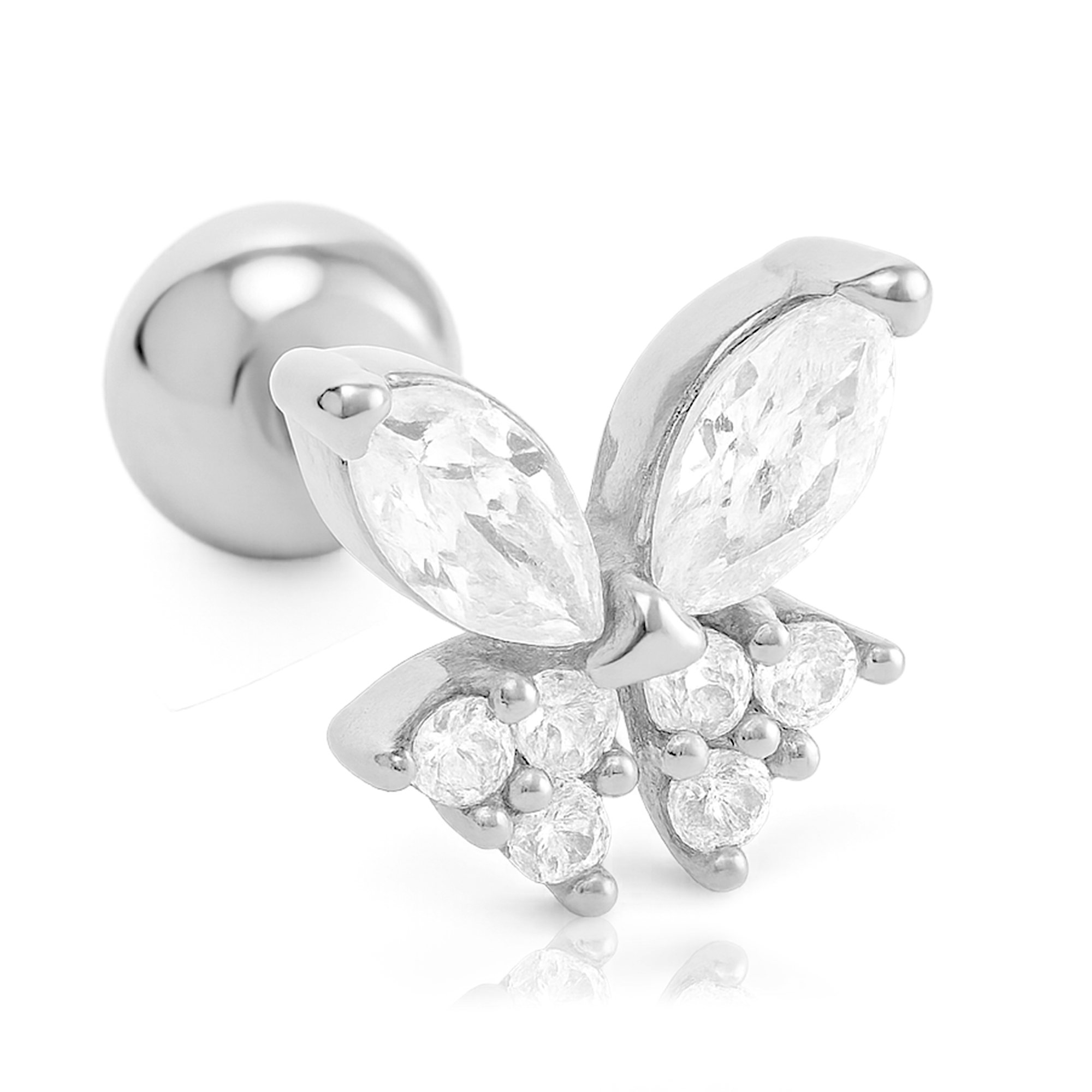 Pendiente Mariposa Blanco Plata