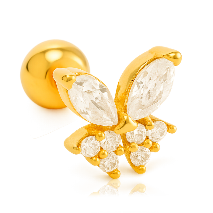 Pendiente Mariposa Blanco Oro