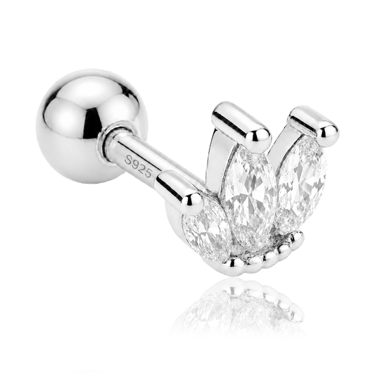 Silver White Tulip Earring