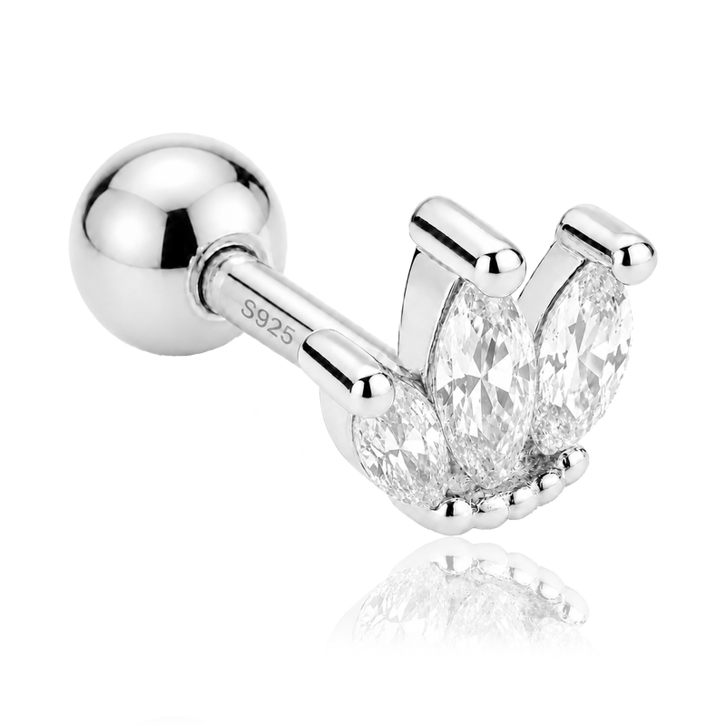 Pendiente Tulipán Blanco Plata