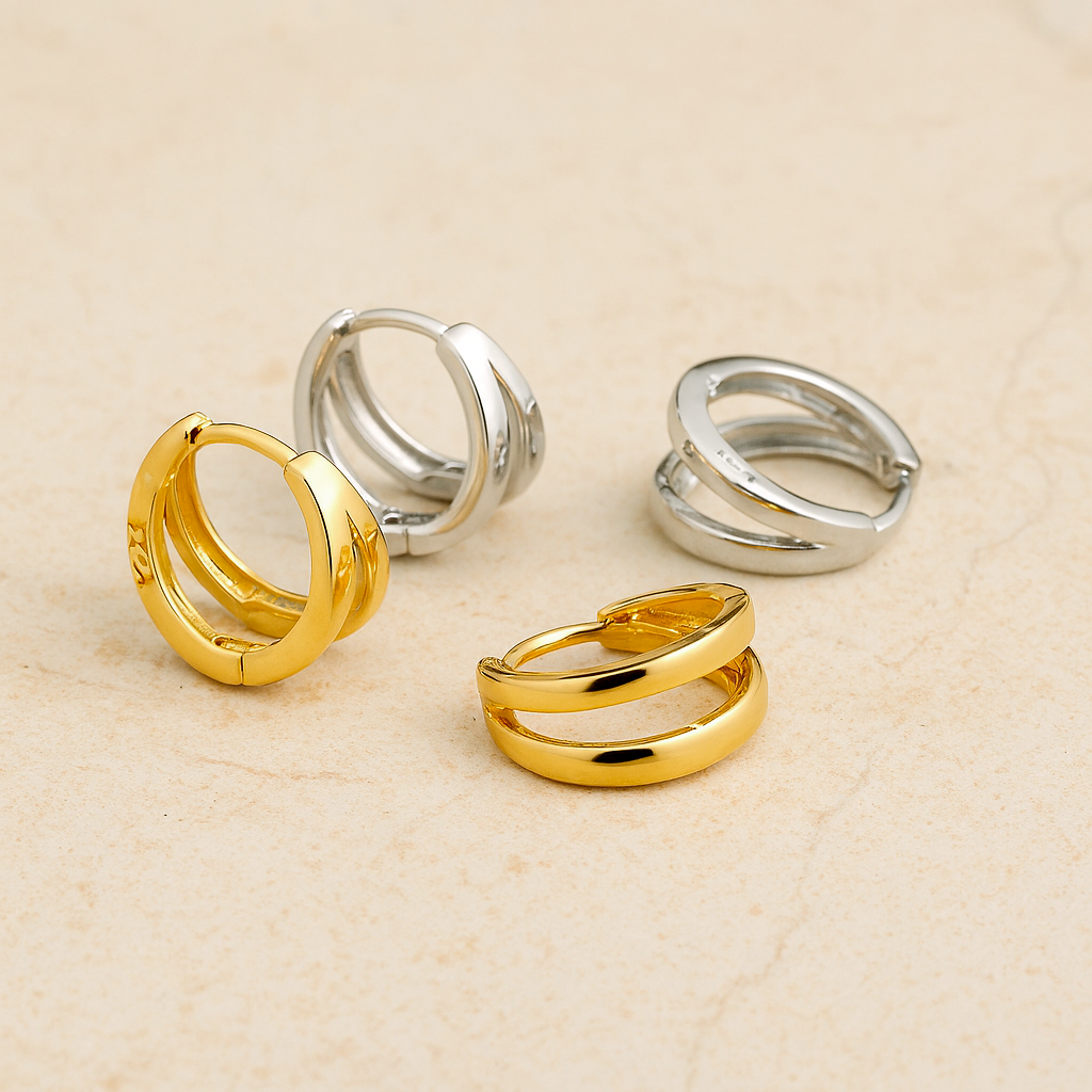 Aros Mini Dobles Plata