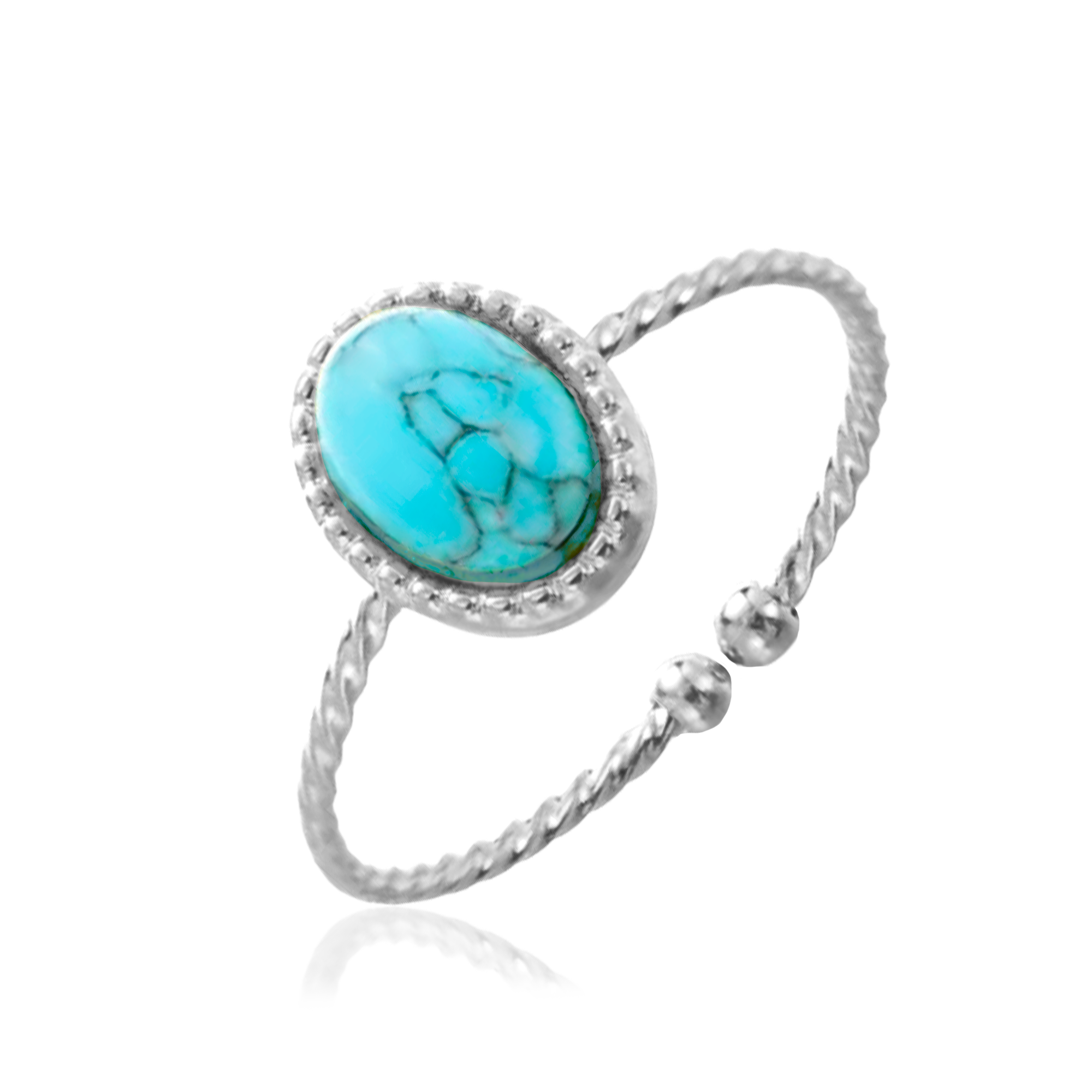 Anillo Oval Turquesa Plata