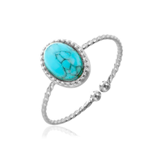 Anillo Oval Turquesa Plata