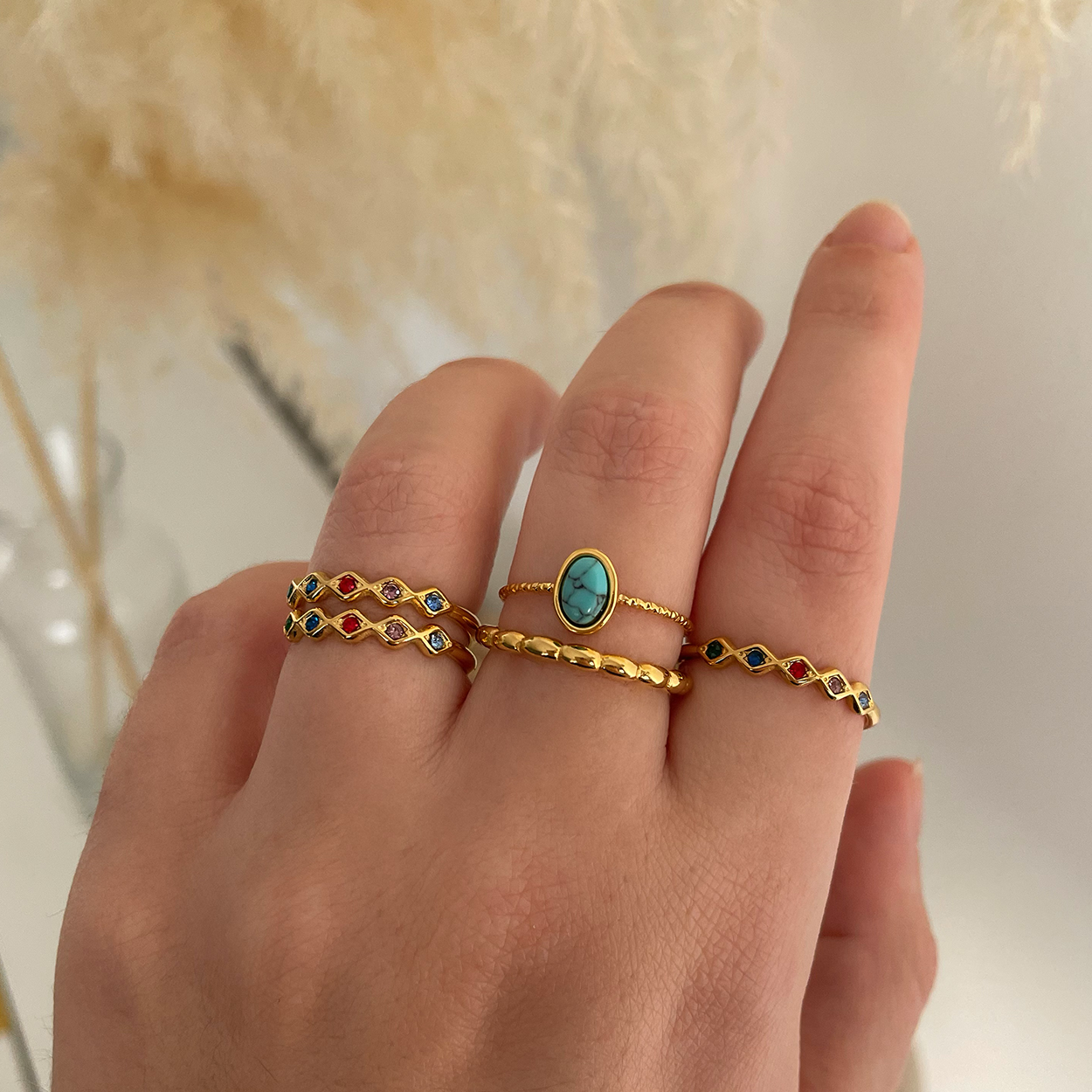 Anillo Oval Turquesa Oro