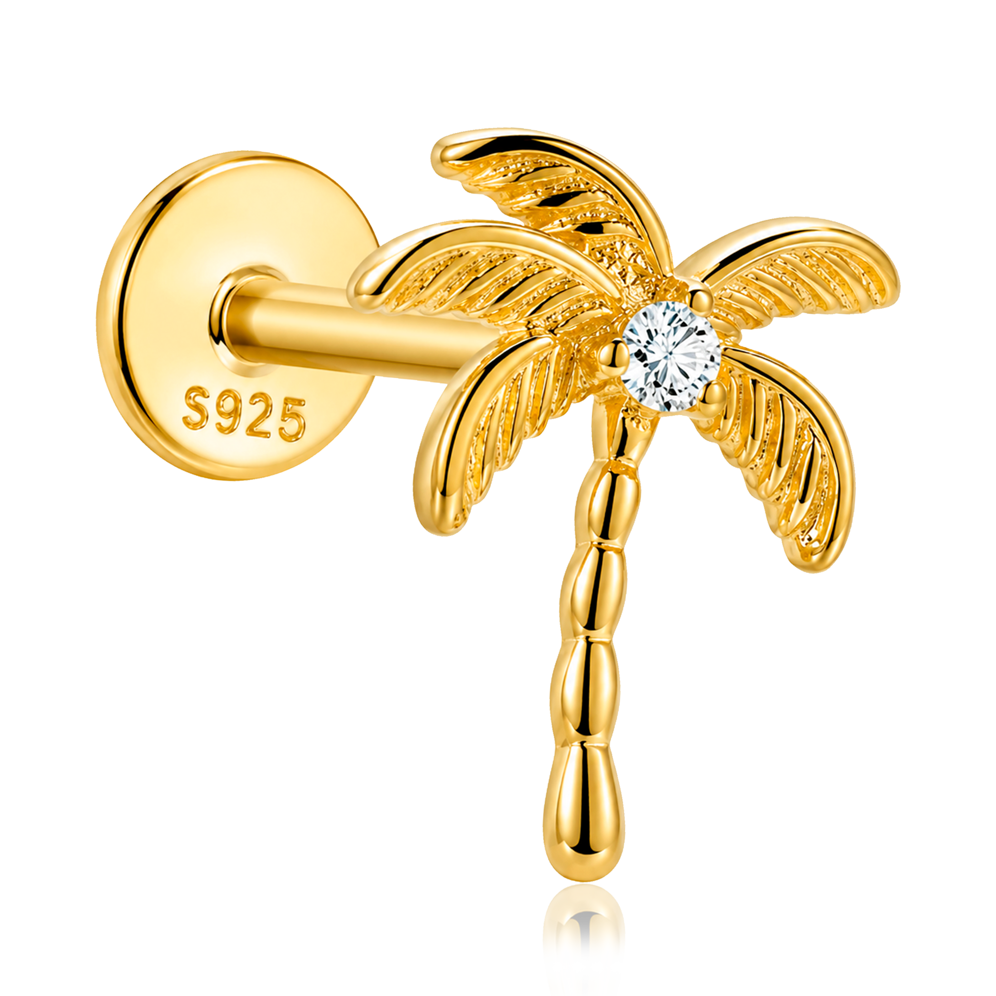 Pendiente Shiny Palm Oro