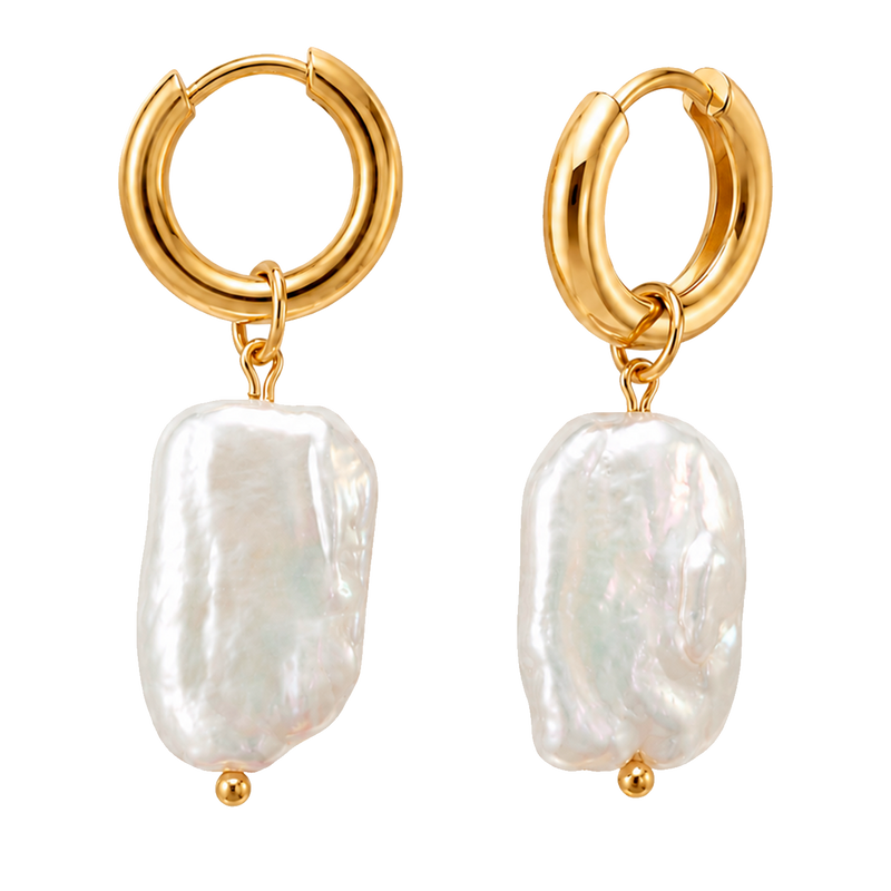Aros Small Basic Perla Barroca Oro