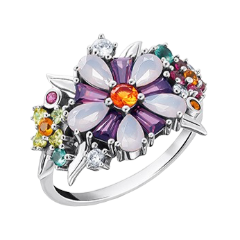 Anillo Flores de Colores Plata
